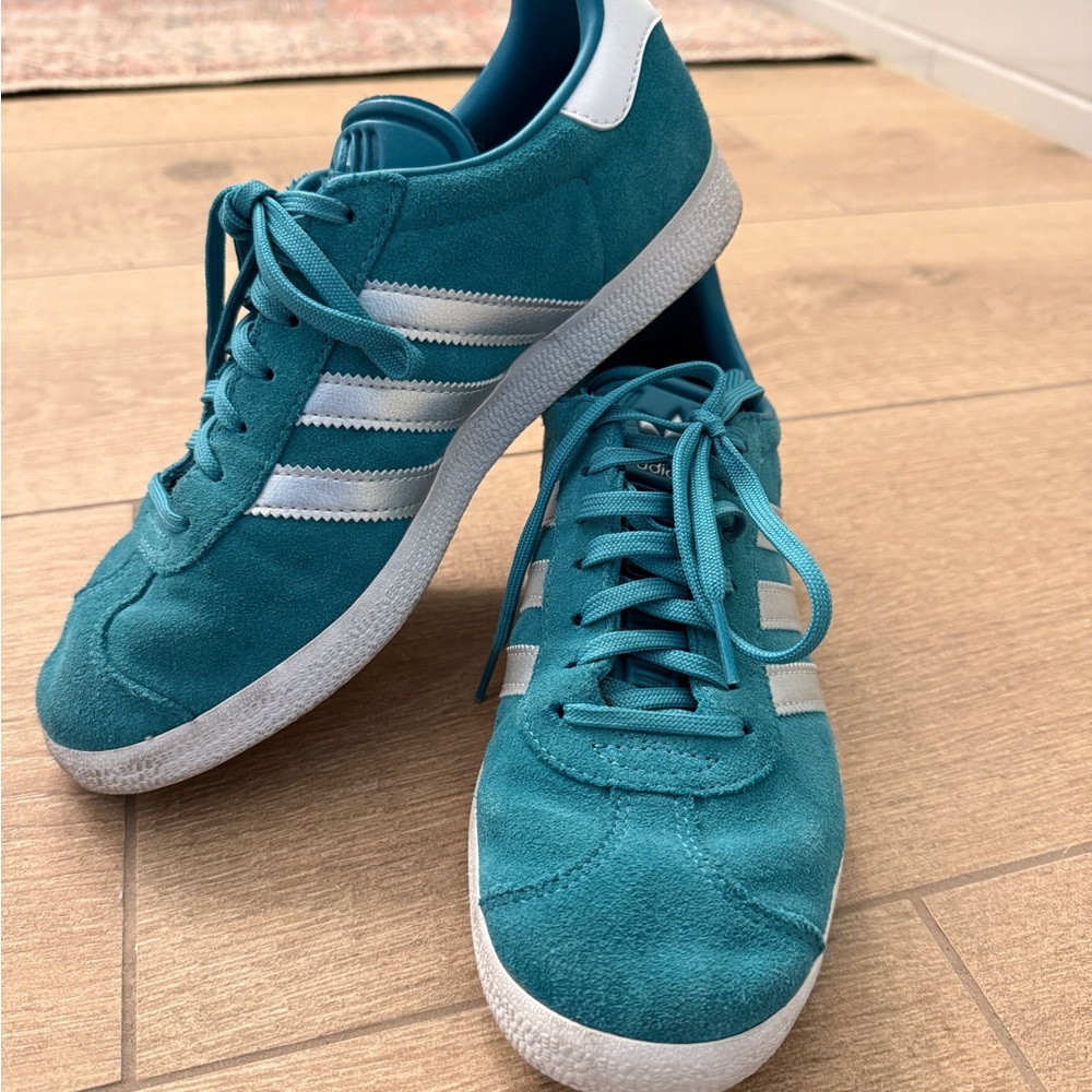 Adidas Turquoise Gazelle with Silver Accents